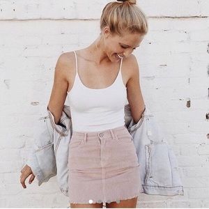 Pink suede skirt